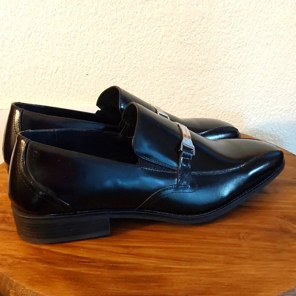 Stacy Adams Mens Black Leather Slip On Dress Shoes Loafers  Luxe Sz.12W